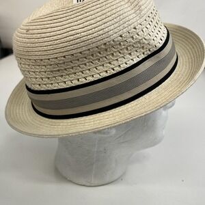 Scala Classico‎ Hat Fedora Fitted Mens XLarge White Toyo Straw Summer Dressy
